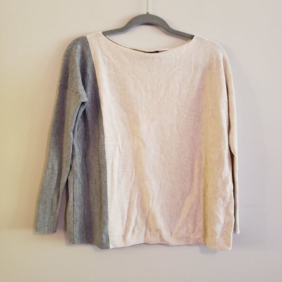 LILLA J CREAM AND GRAY MODAL COTTON BLEND SWEATER SIZE SMALL - Picture 1 of 7